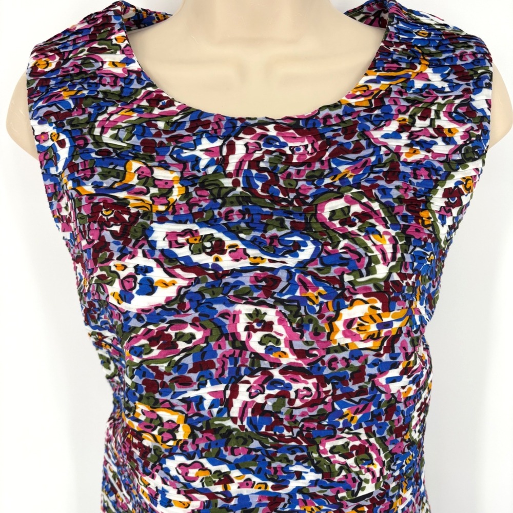 Sara Campbell Womens Floral Paisley Pleated Sheath Dress Multicolor Size 12 USA